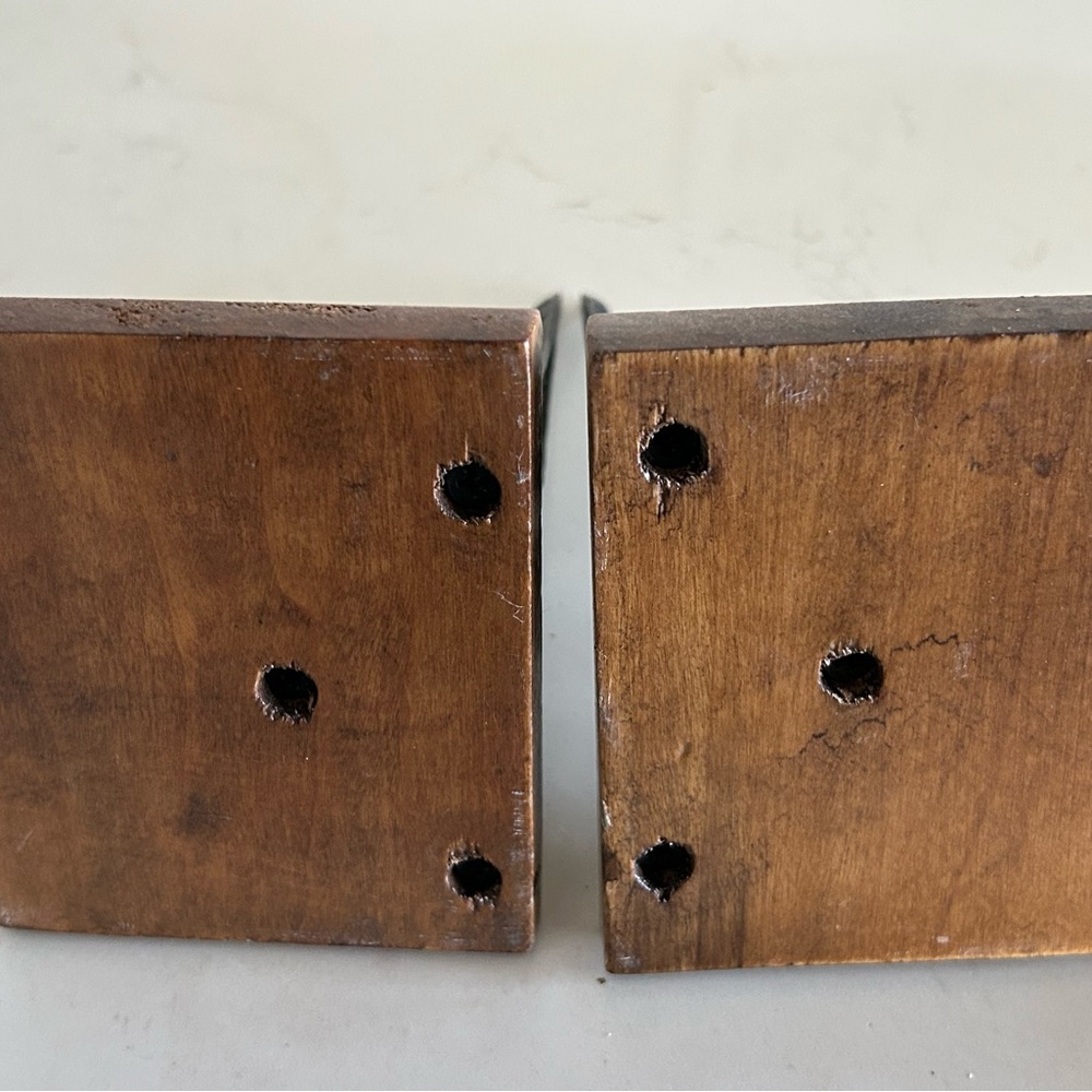 Vintage Eiffel Tower Paris Cast Iron Bookends/ Decor, Wooden Base - Picture 7 of 7